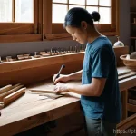 목공예 디자인 아이디어 - **Prompt for Sustainable & Artisanal Home Workshop:**
    "A sunlit, tidy home woodworking workshop,...