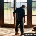 우드 슬랩 테이블 제작법 - **Prompt 1: The Artisan's Discovery of Raw Beauty**
    A wide shot of an artisan, a person of unspe...