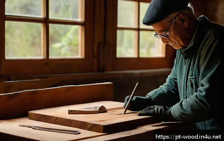 우드 카빙 기초 배우기 - A cozy artisan workshop scene featuring a beginner woodcarver working on a soft pine wood block. The...